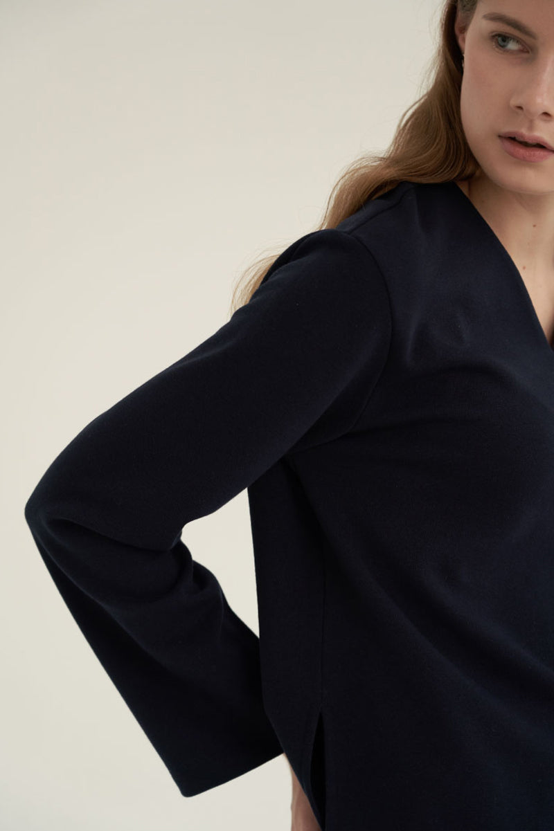 V-Neck Simple Top Navy