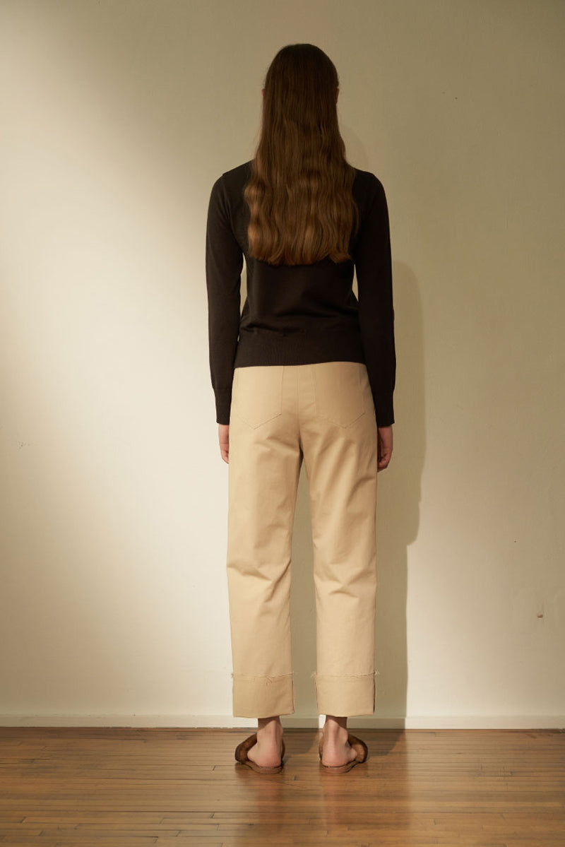 Cozy Pintuck Roll Up Pants Beige