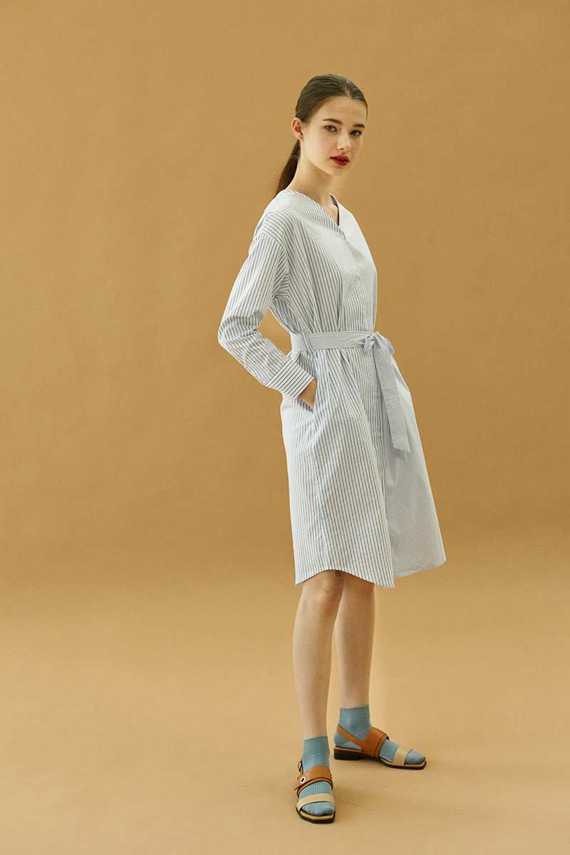 Color Stripe Dress - White