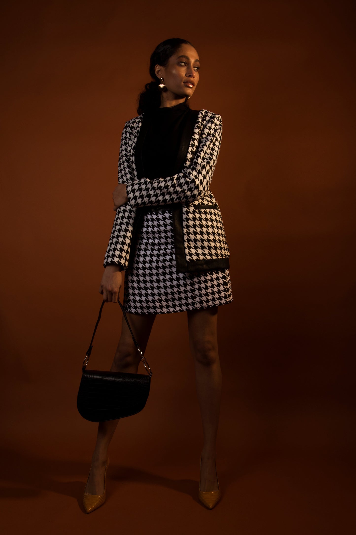 Houndstooth Jacket In Black And White