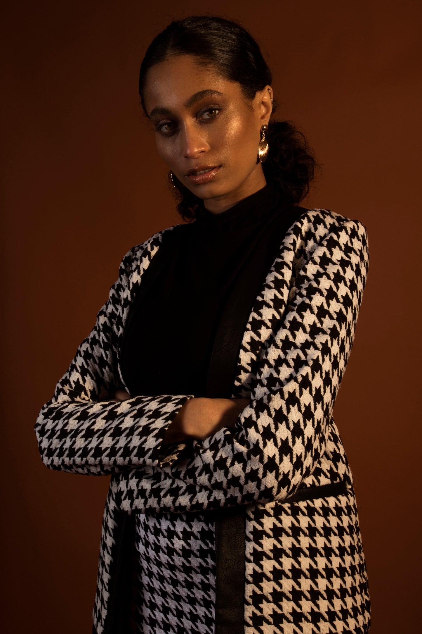 Houndstooth Jacket In Black And White