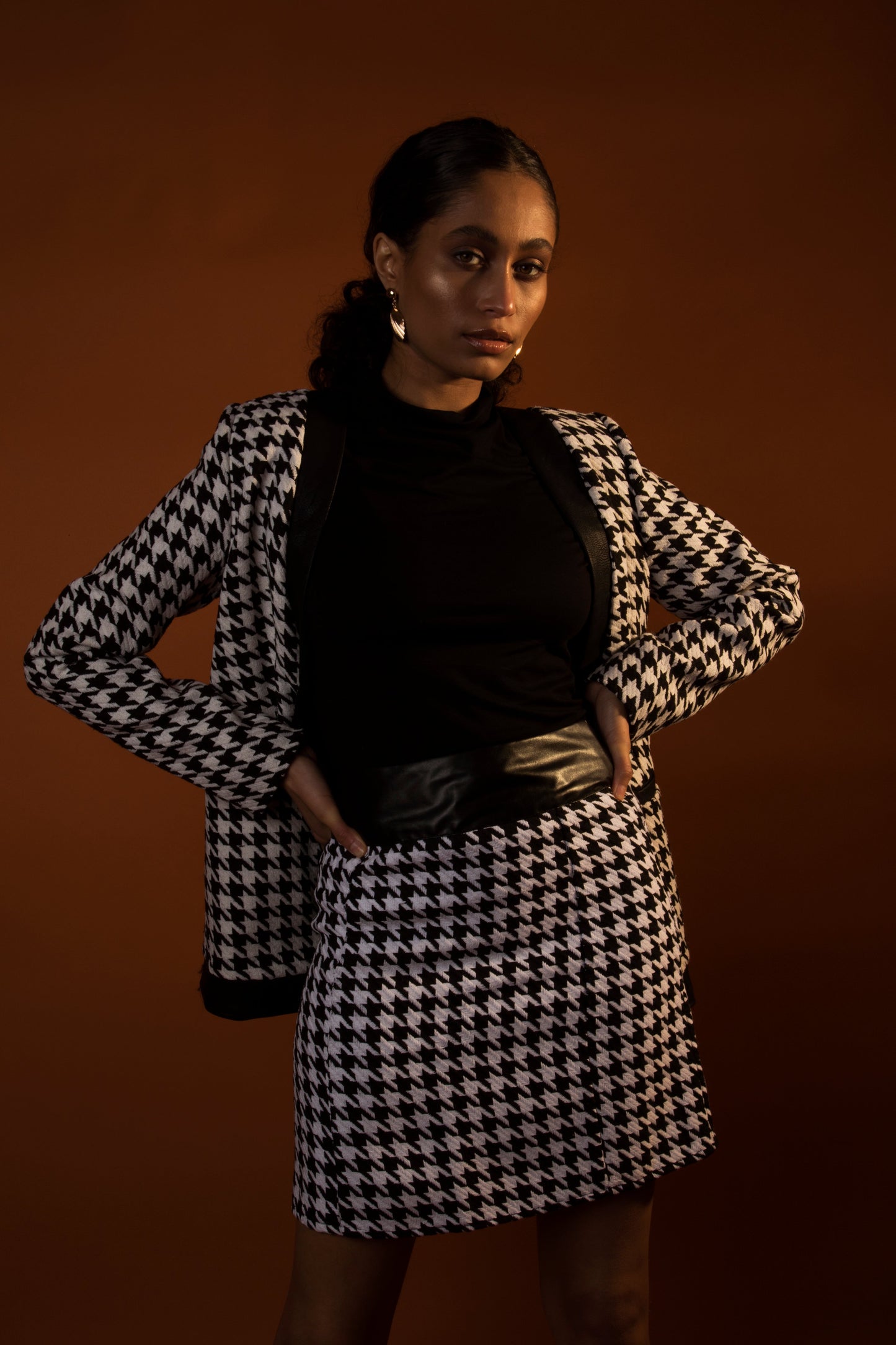 Houndstooth Jacket In Black And White
