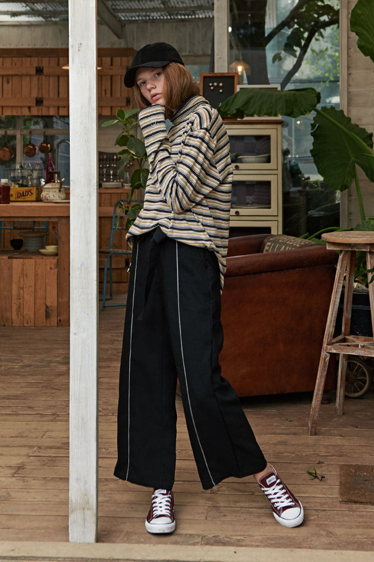 Line Wide Pants - Black