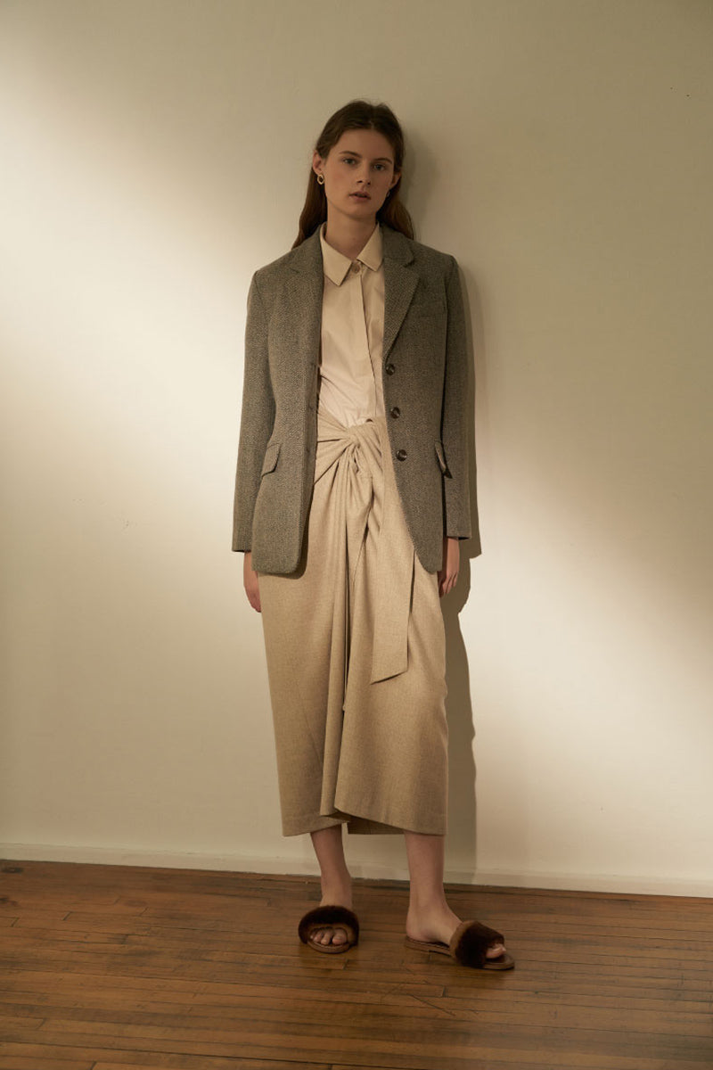 Twist Thin Wool Skirt Oatmeal