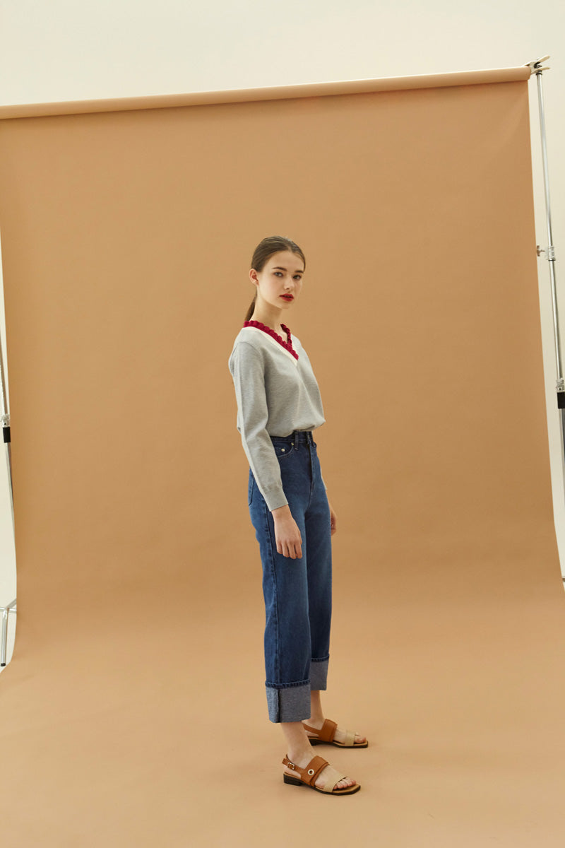 Fold Denim Pants - Blue