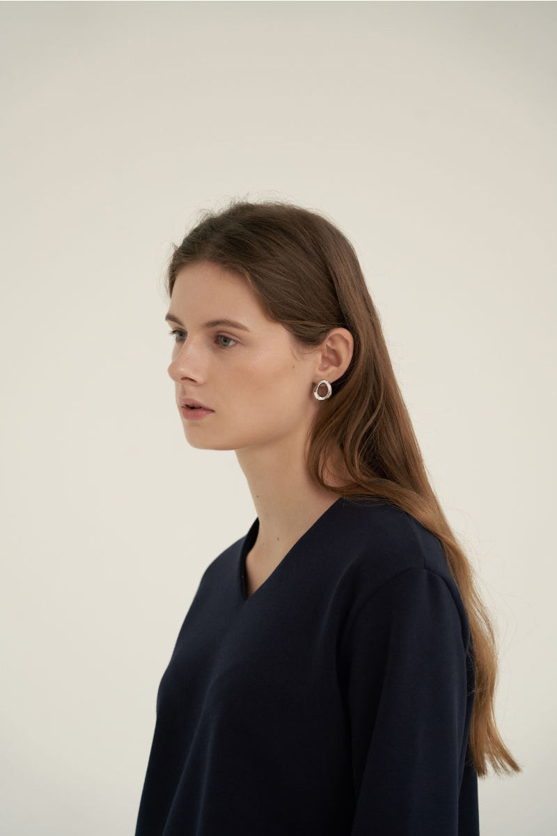 V-Neck Simple Top Navy