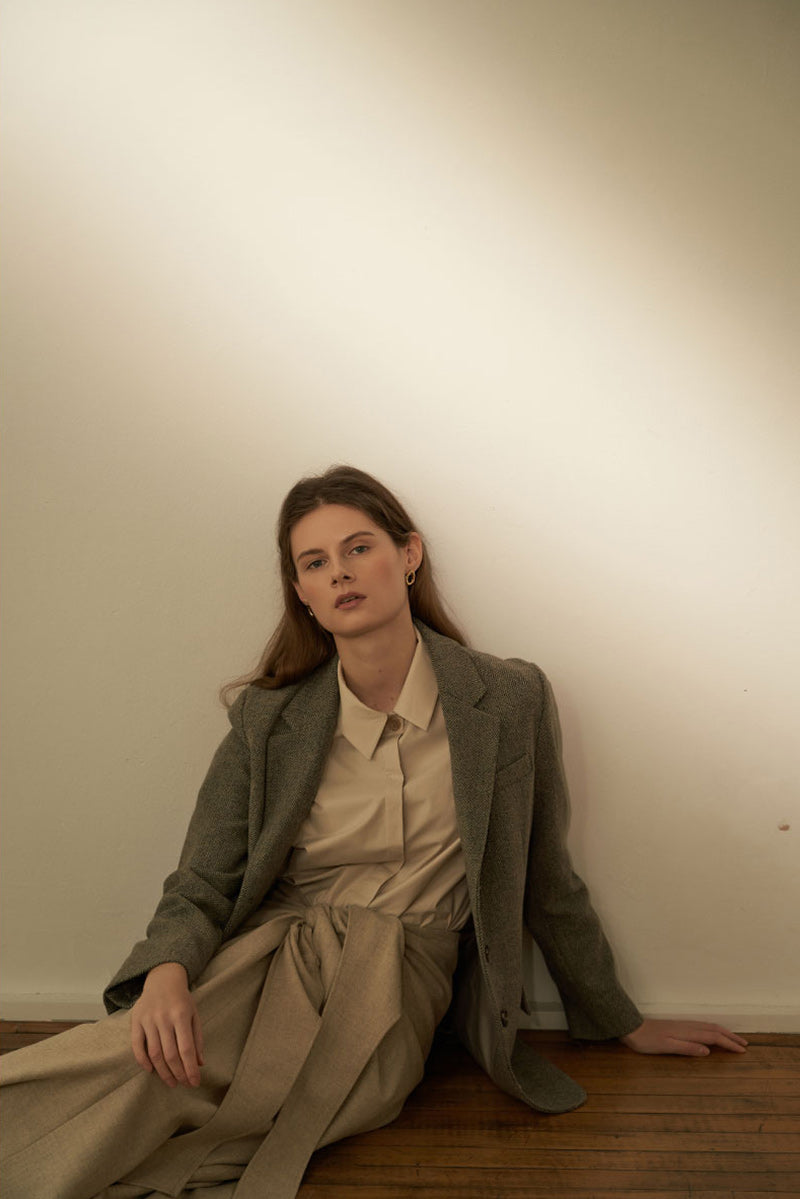 Twist Thin Wool Skirt Oatmeal