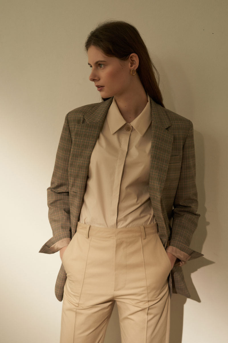 Cozy Pintuck Roll Up Pants Beige