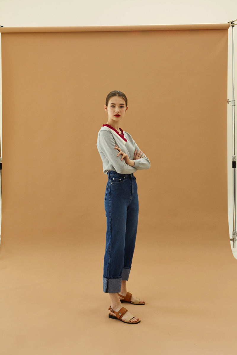 Fold Denim Pants - Blue