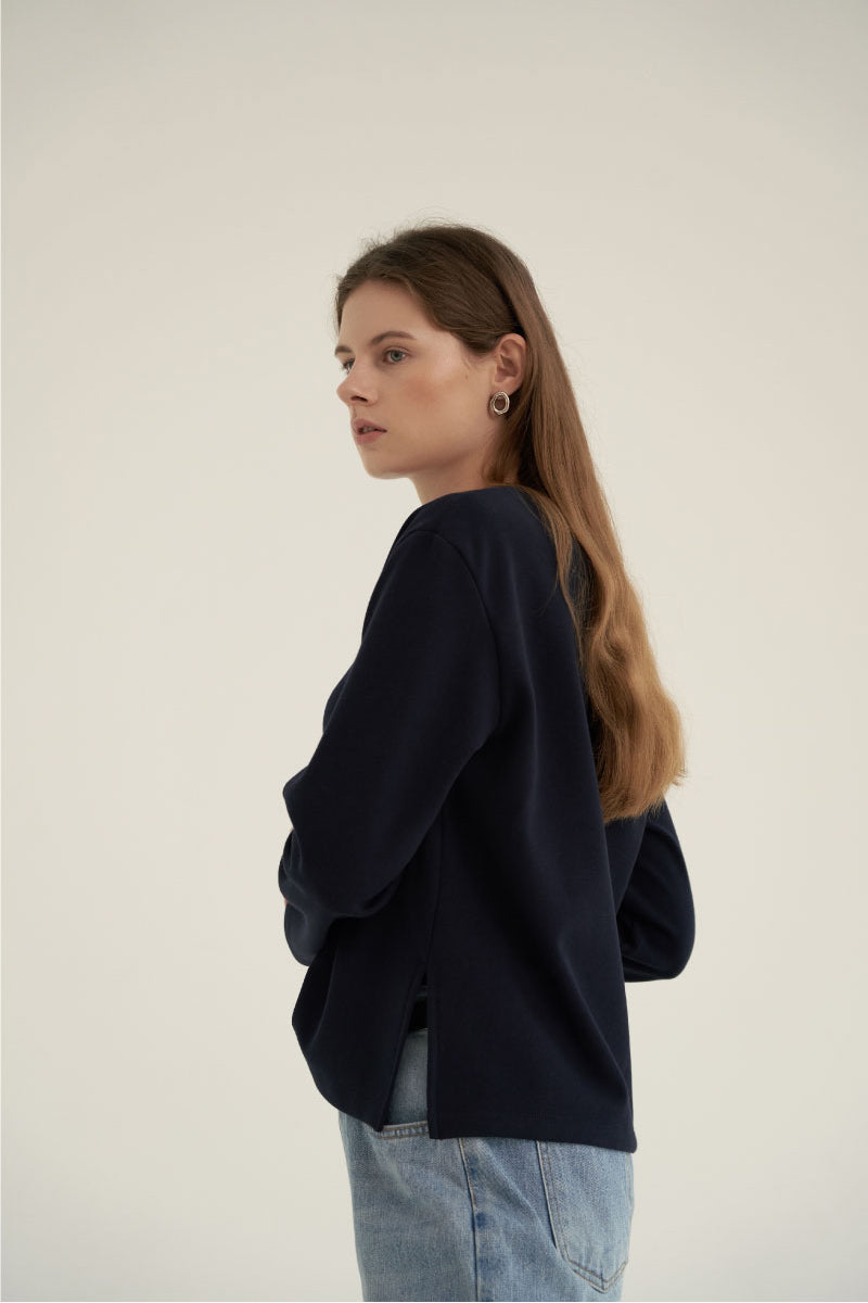 V-Neck Simple Top Navy