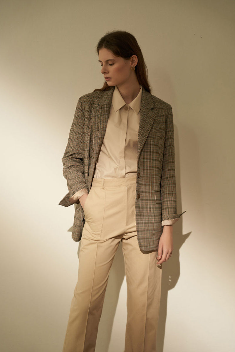 Cozy Pintuck Roll Up Pants Beige