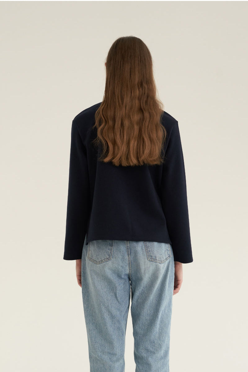 V-Neck Simple Top Navy