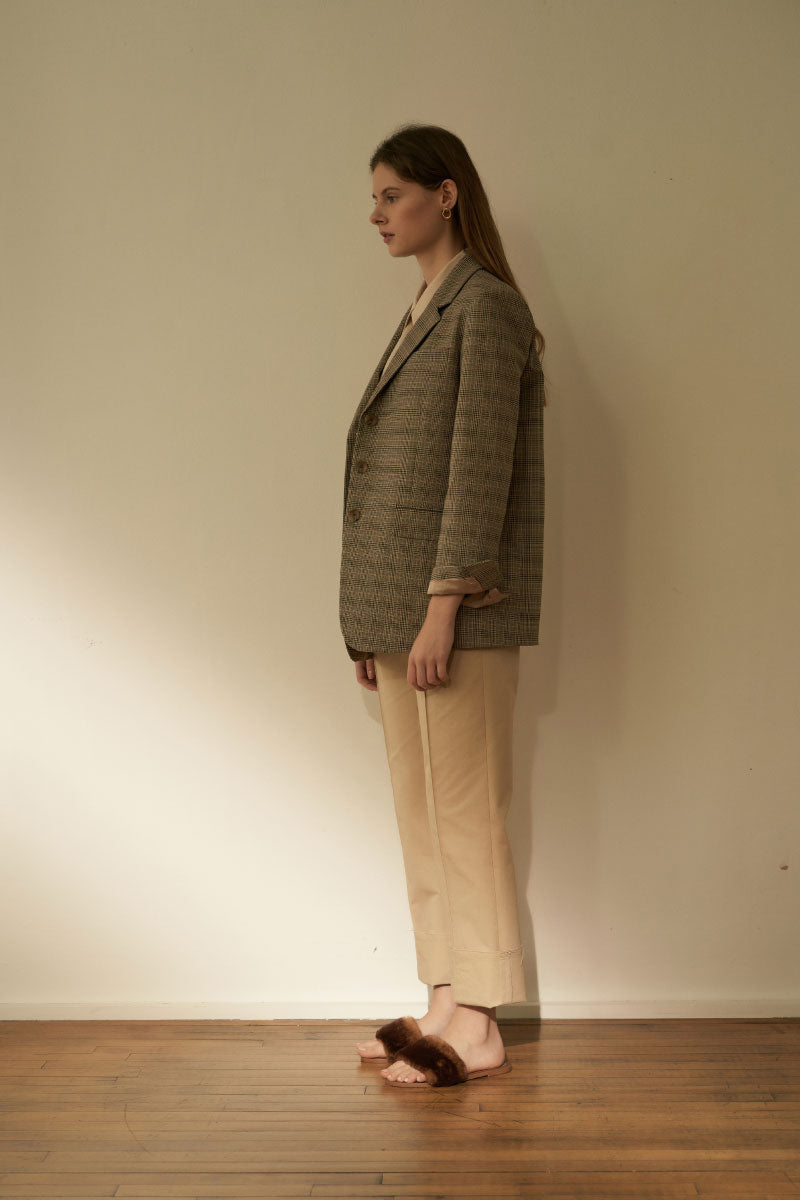 Cozy Pintuck Roll Up Pants Beige