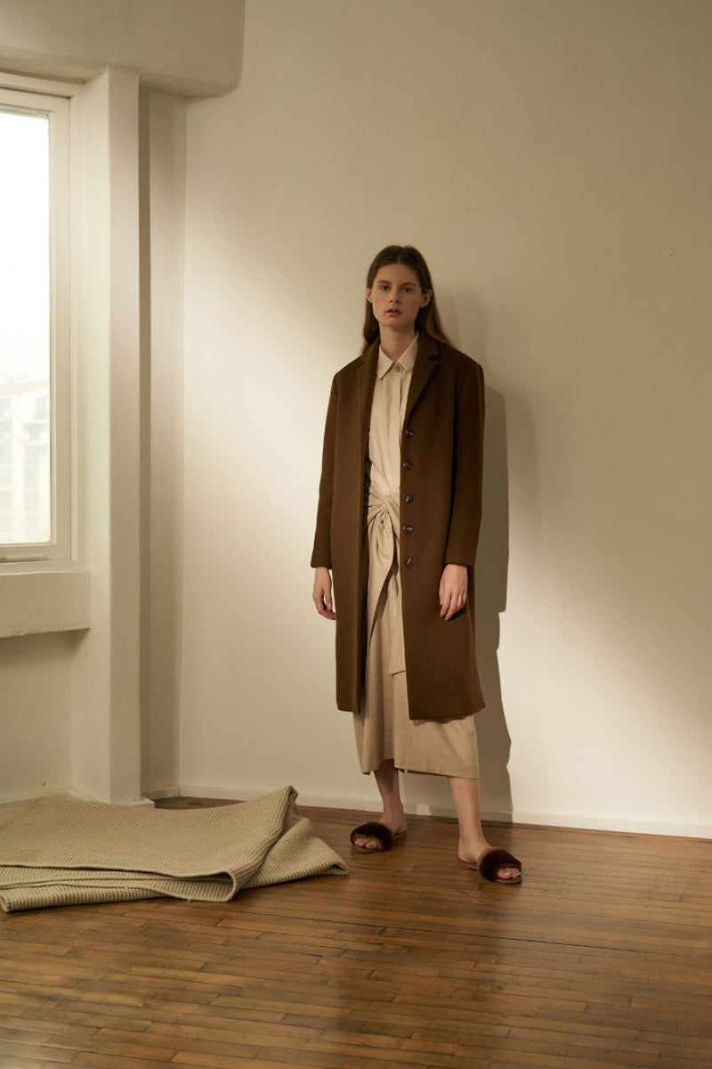 Twist Thin Wool Skirt Oatmeal