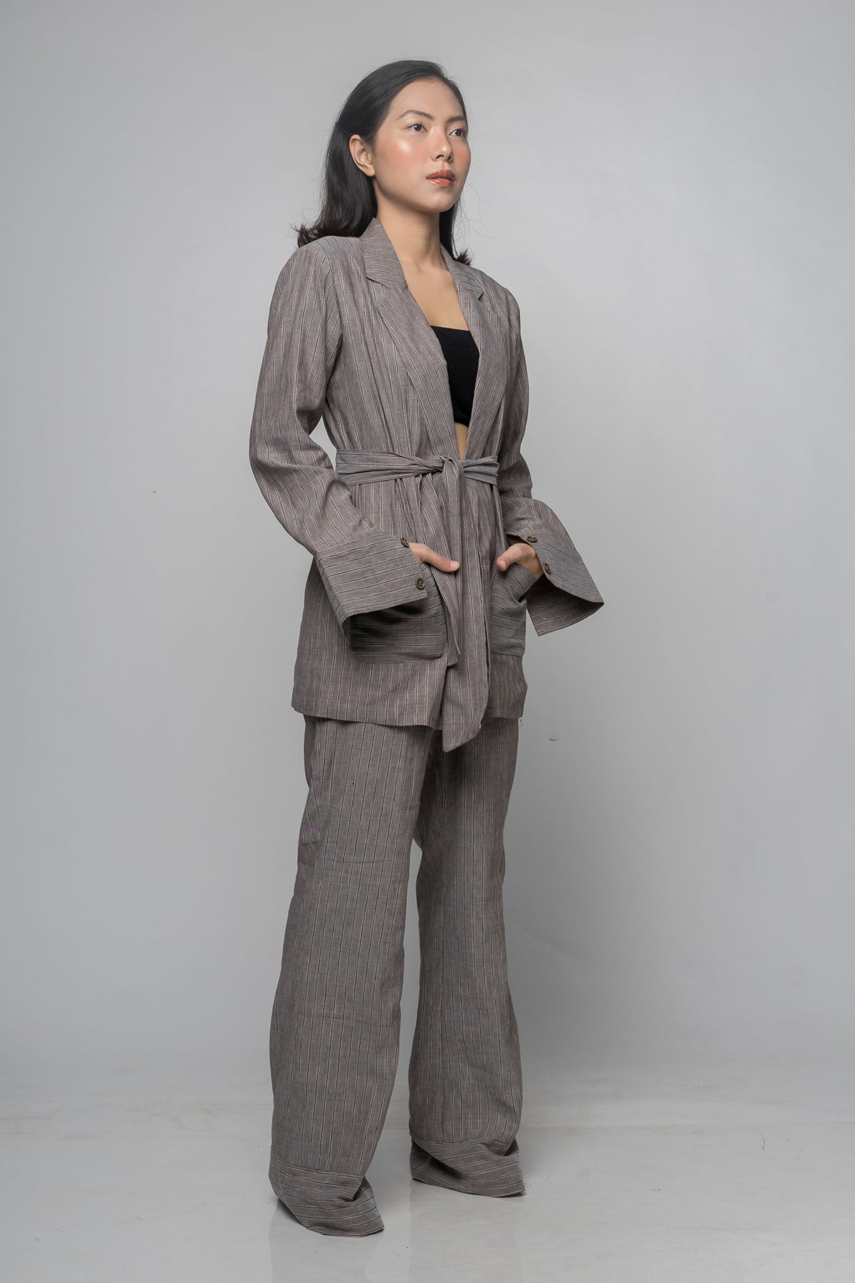 Calla Grey Stripe Pants