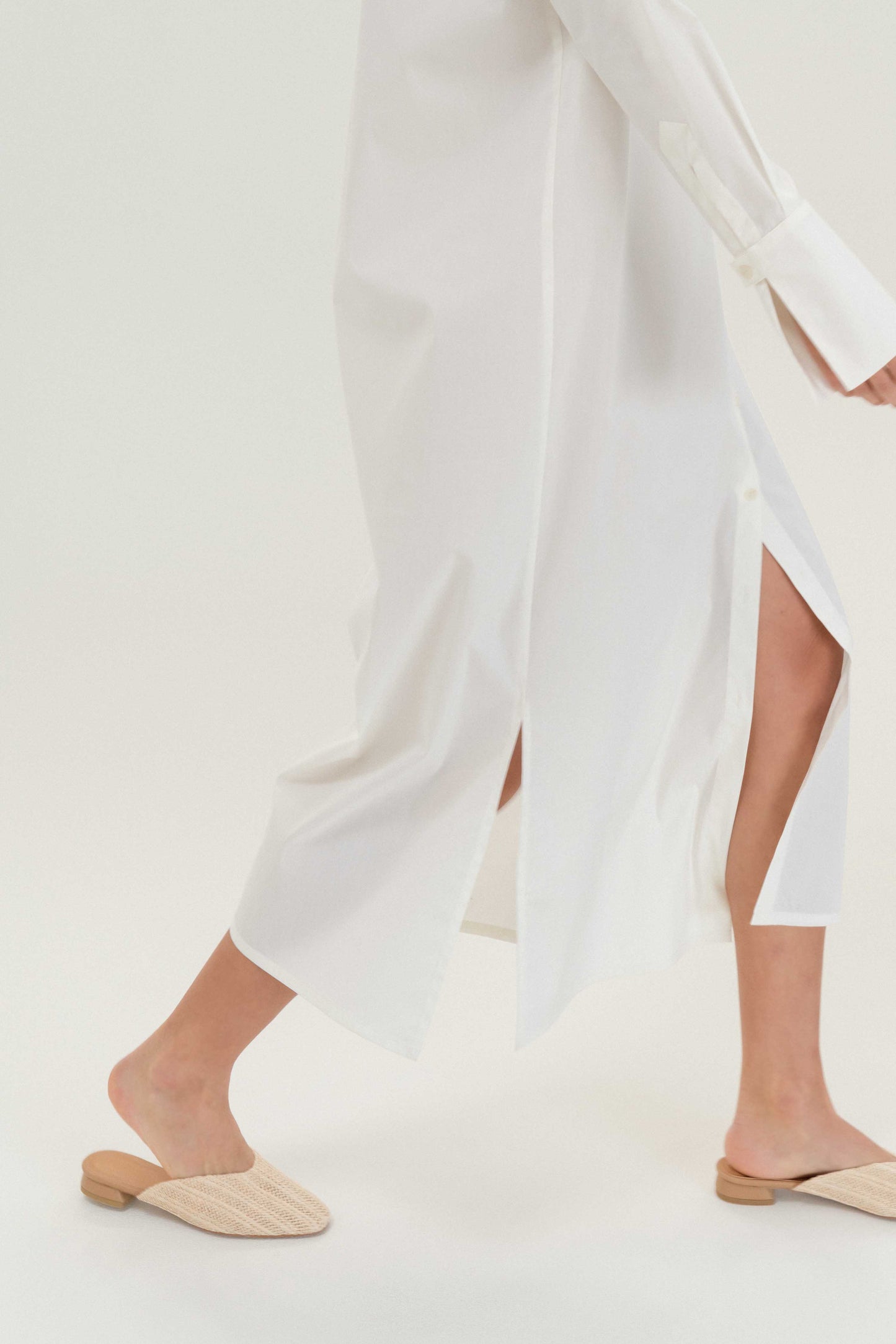 Fine Long Shirt Dress - Ivory