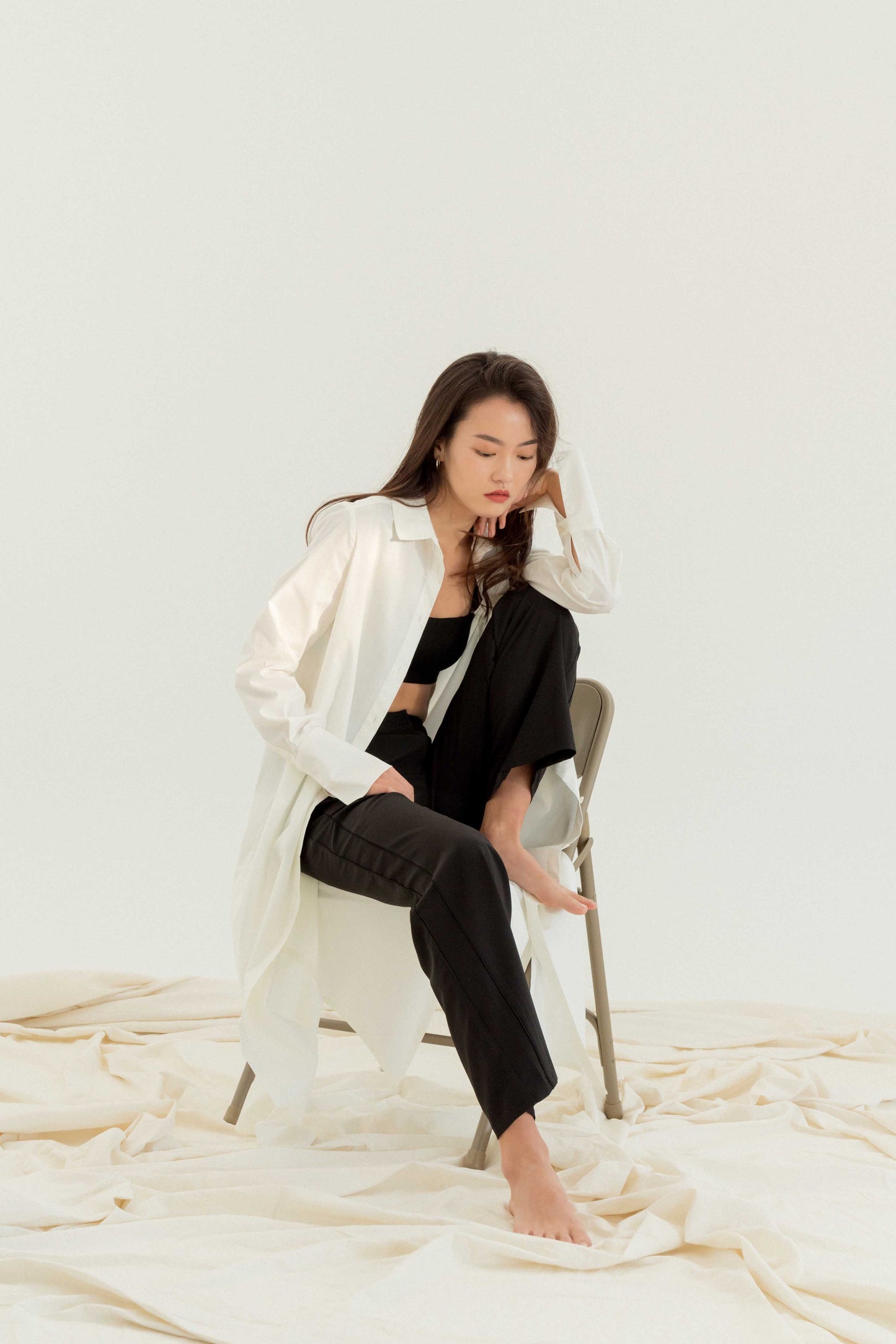Fine Long Shirt Dress - Ivory
