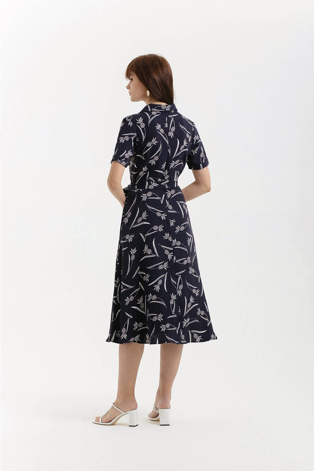 Pineapple Summer Shirt Dress - Navy