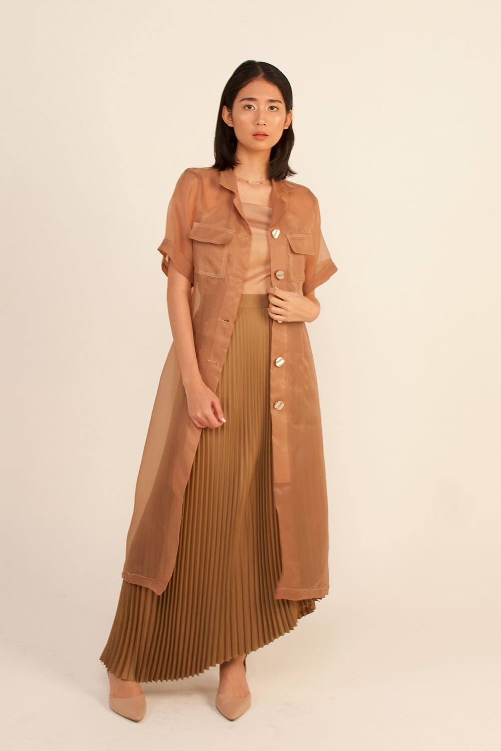 Sable Pleated Asymmetrical Skirt