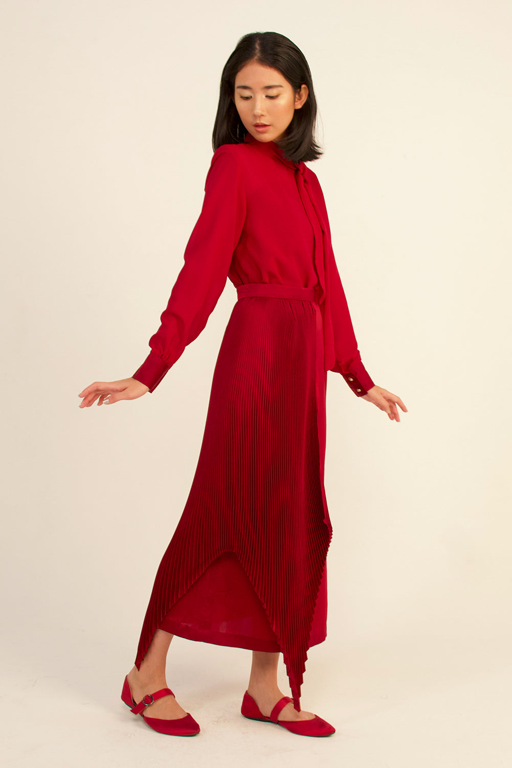 Ornata Half Pleated Silk Skirt