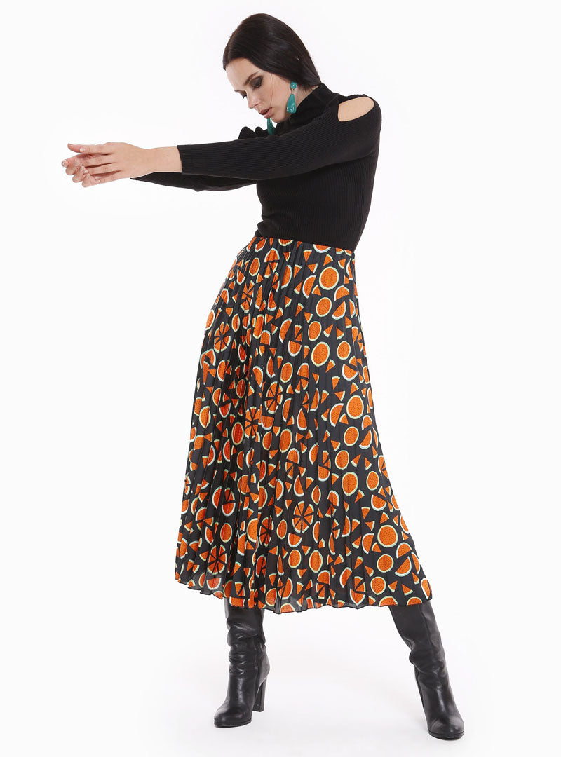 Pleated Maxi Skirt - Navy
