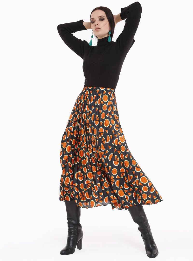 Pleated Maxi Skirt - Navy