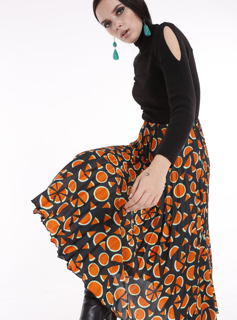 Pleated Maxi Skirt - Navy