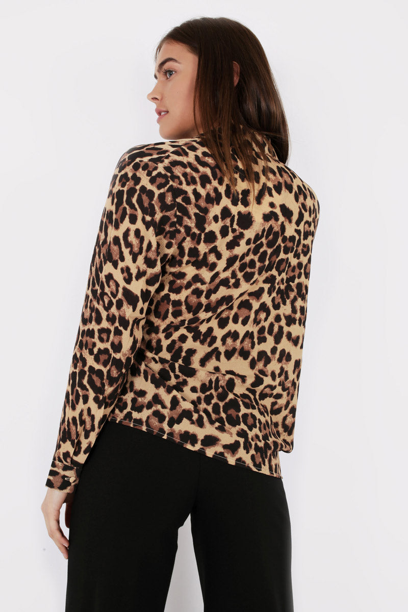 Wrap Blouse in Leopard Print