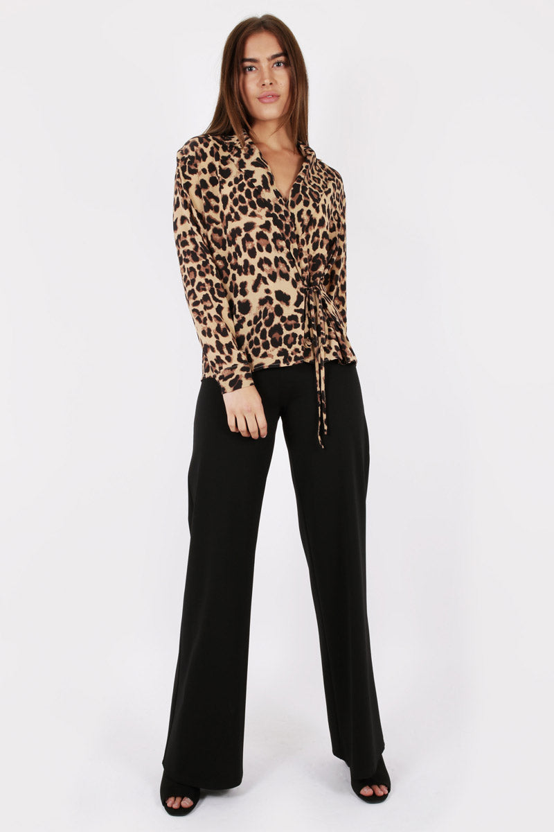 Wrap Blouse in Leopard Print