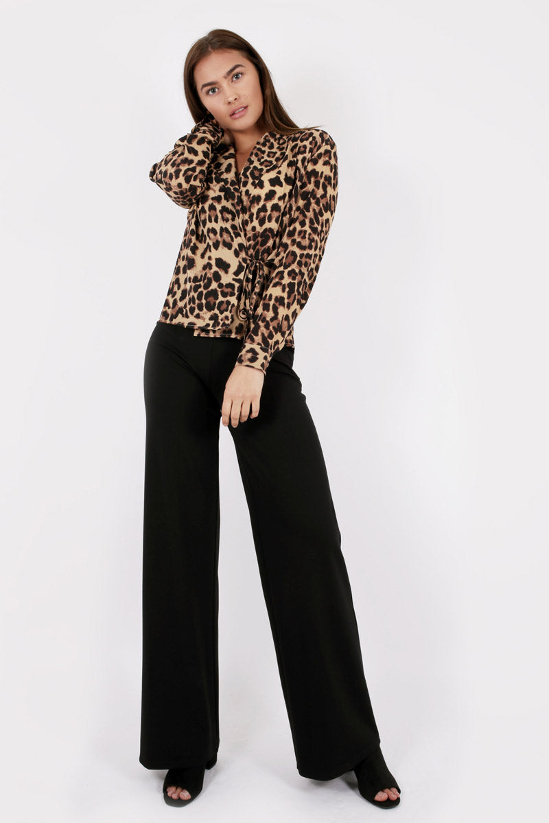 Wrap Blouse in Leopard Print