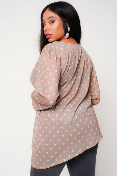 Plus Size Polka Dot Wrap Blouse