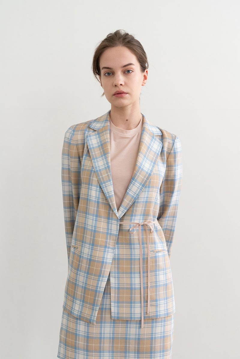Mild Check String Jacket Beige