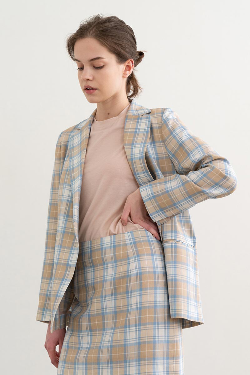 Mild Check String Jacket Beige