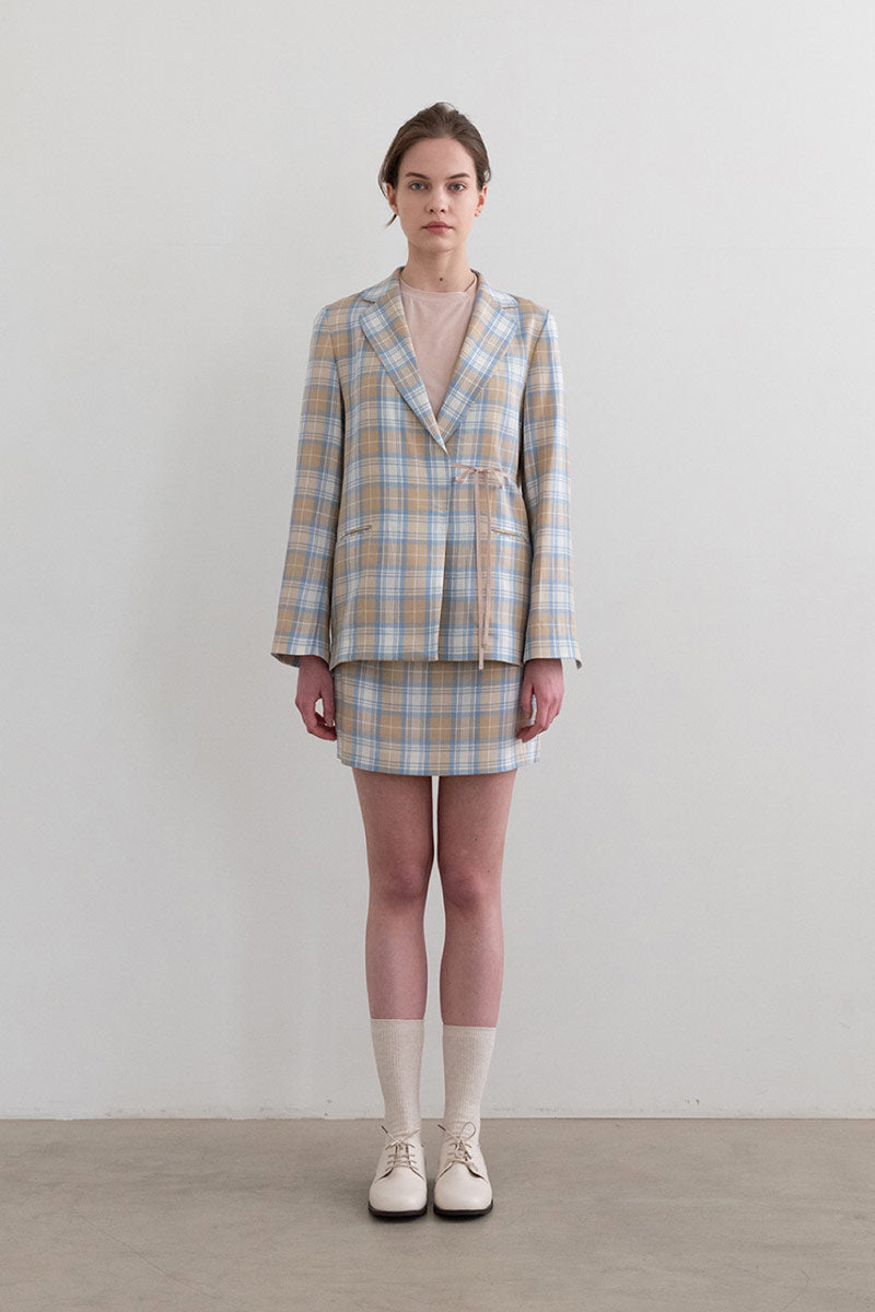 Mild Check String Jacket Beige