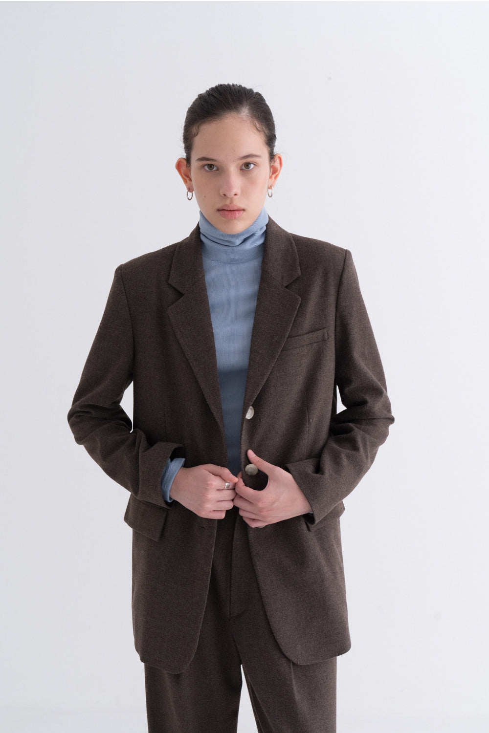 Natural Mannish Basic Wool Jacket Brown