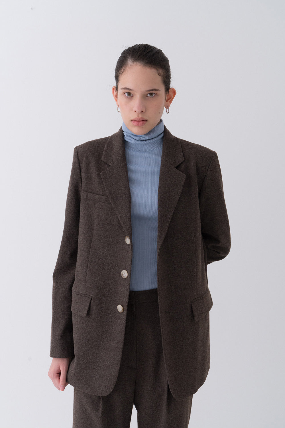Natural Mannish Basic Wool Jacket Brown