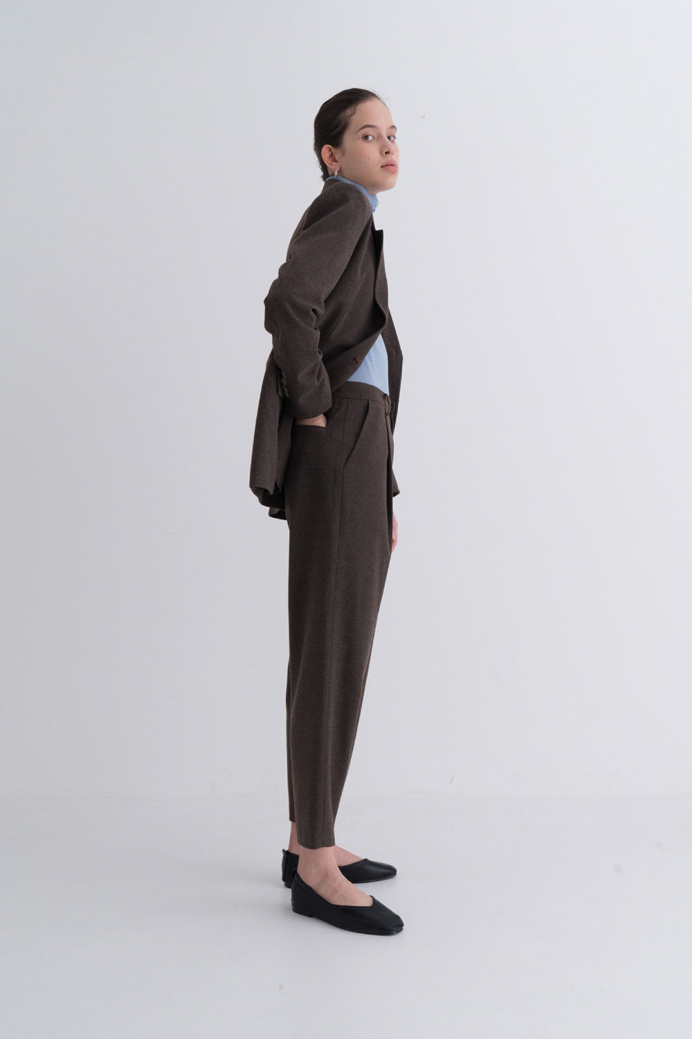 Natural Mannish Basic Wool Jacket Brown