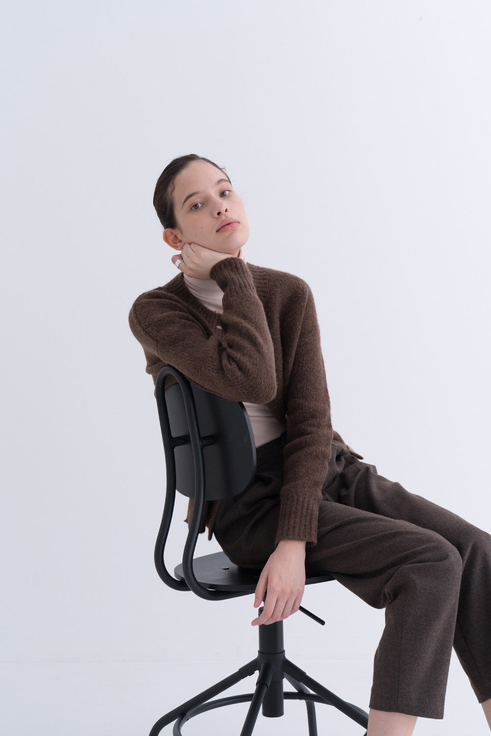 Comfy Pintuck Wool Pants Brown