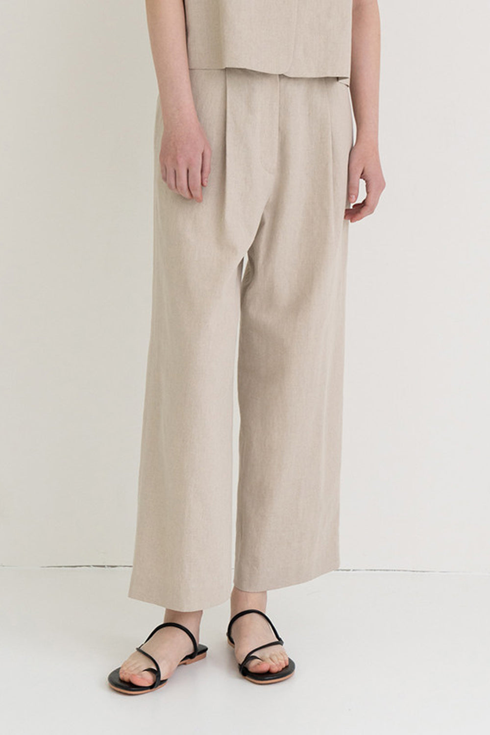 Linen Semi Wide Pants Beige