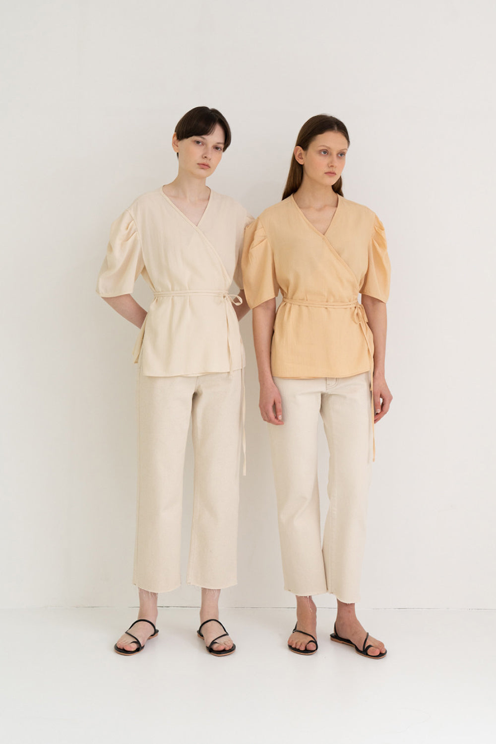 Texture Puff Wrap Top Cream