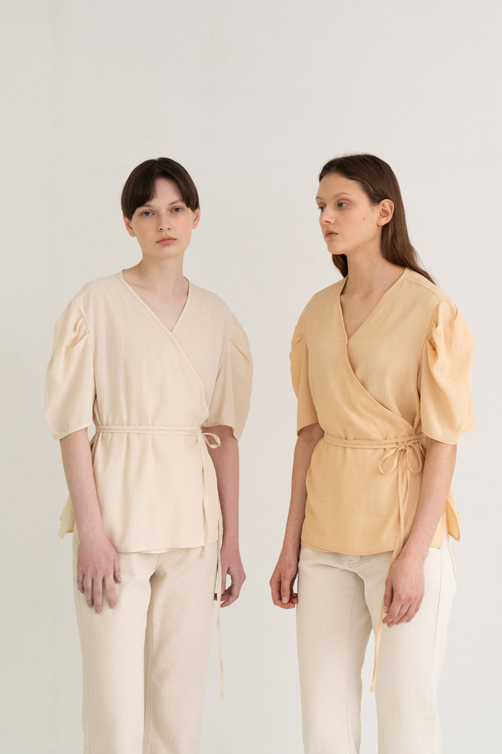 Texture Puff Wrap Top Cream