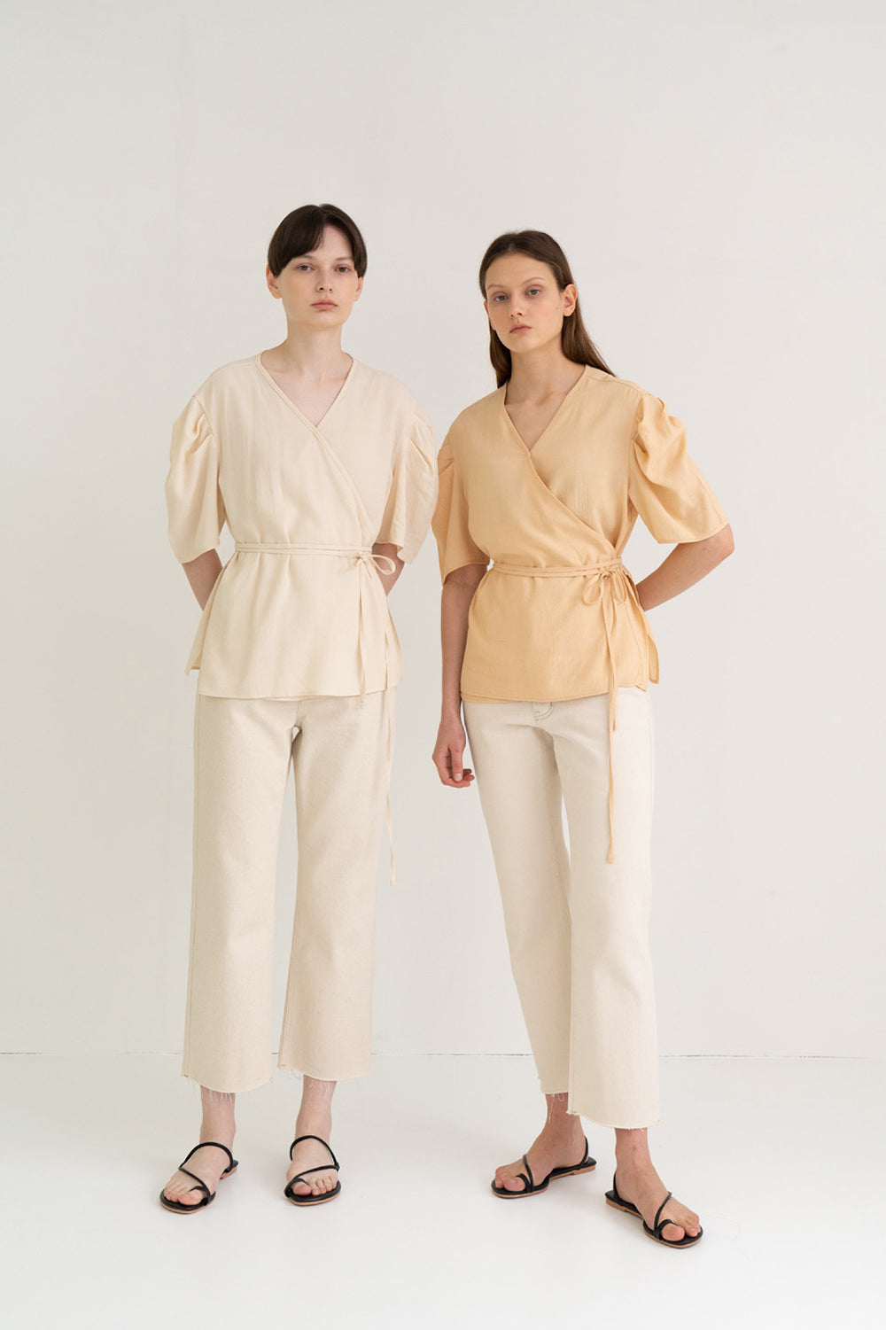 Texture Puff Wrap Top Cream