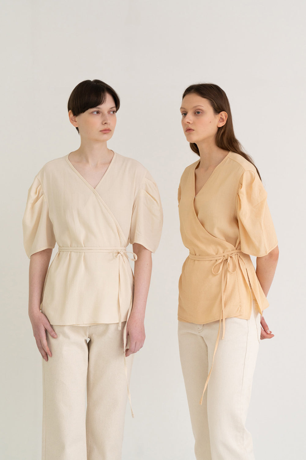 Texture Puff Wrap Top Cream