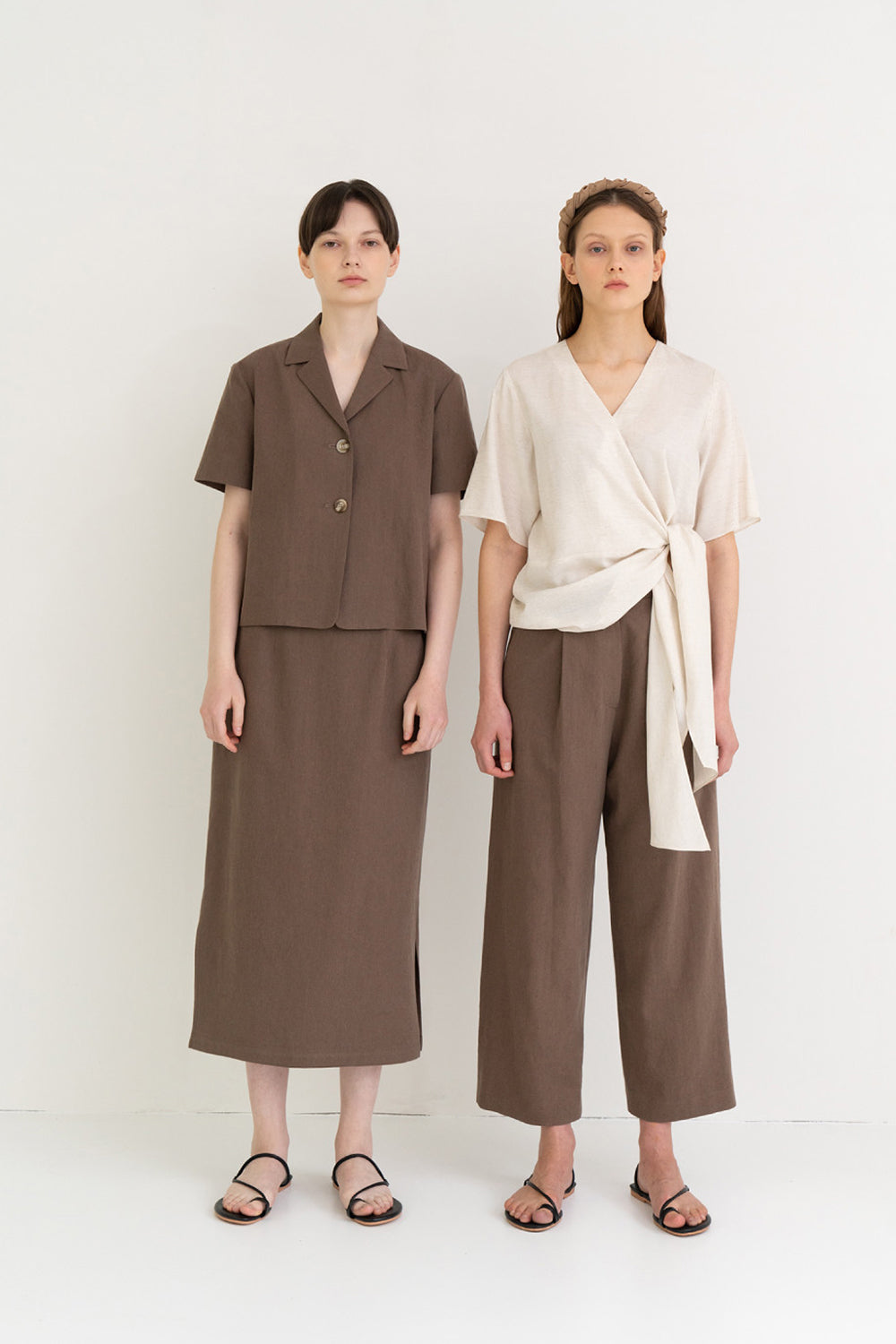 Linen Semi Wide Pants Beige