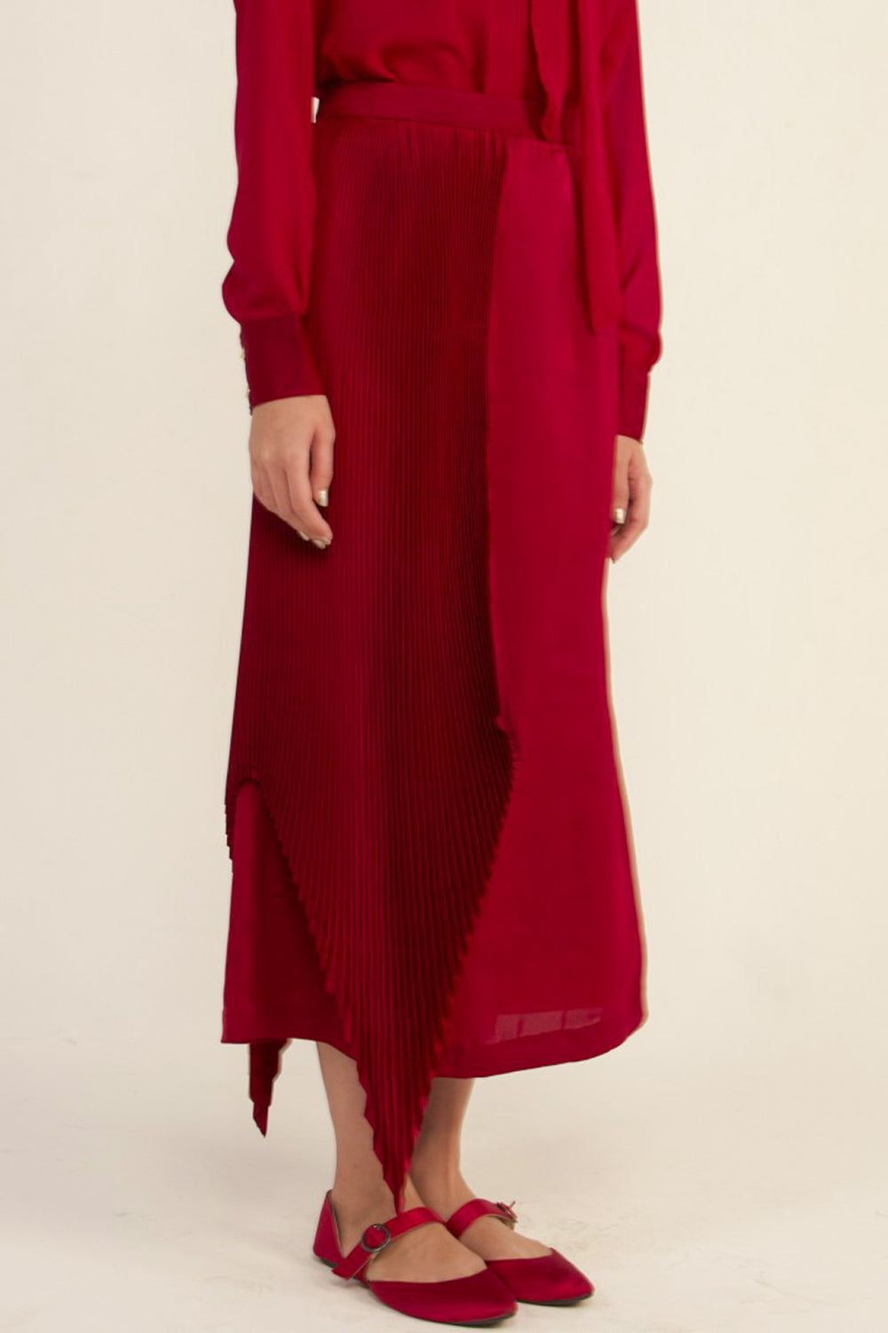 Ornata Half Pleated Silk Skirt
