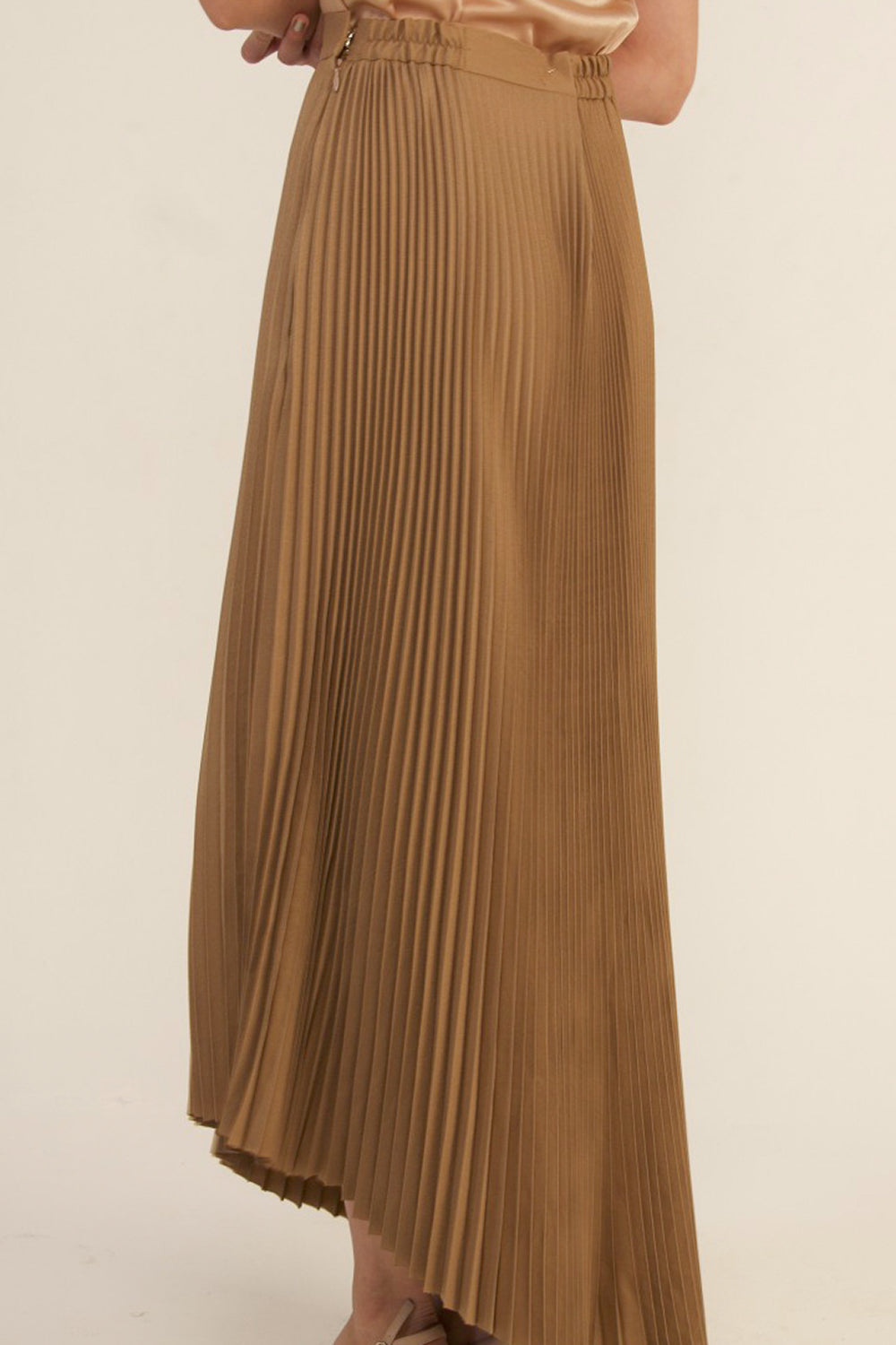 Sable Pleated Asymmetrical Skirt