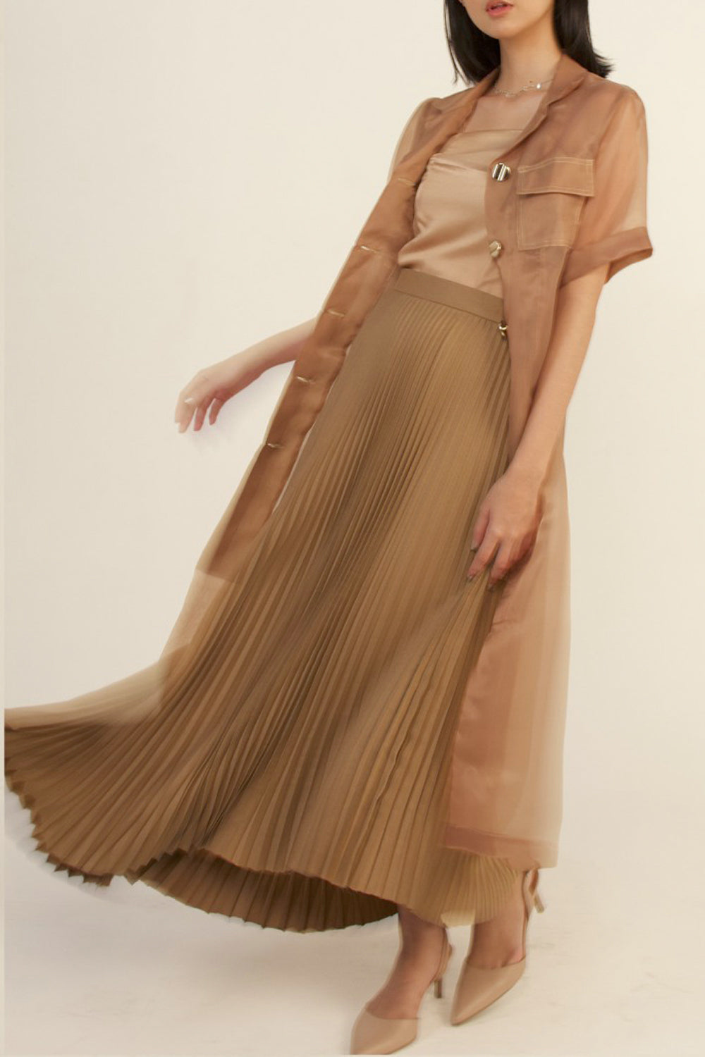 Sable Pleated Asymmetrical Skirt