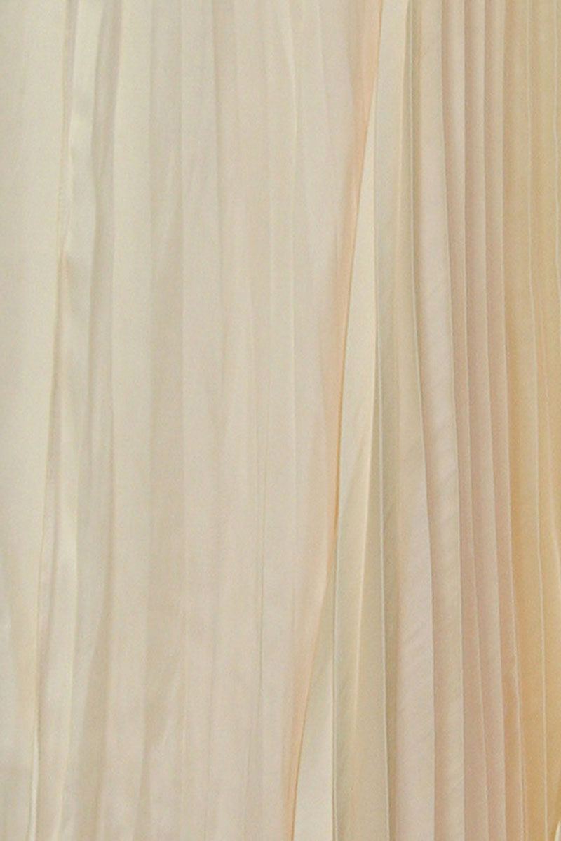 Pleats Wing Long Skirt - Pink Beige