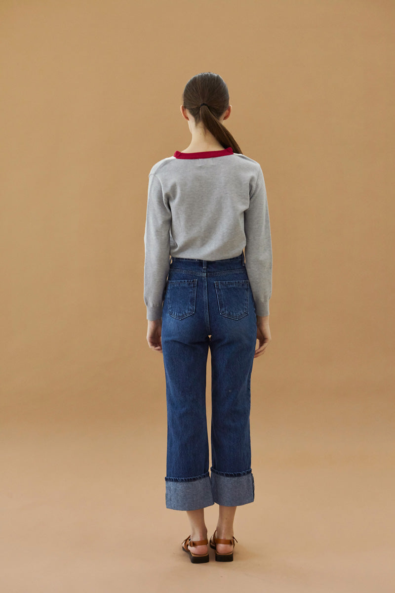 Fold Denim Pants - Blue