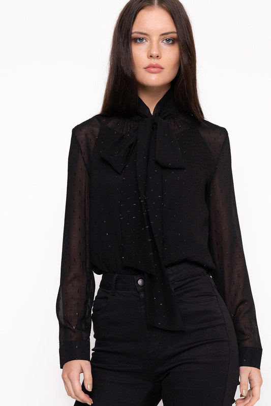 Black Blouse With Polka Dots